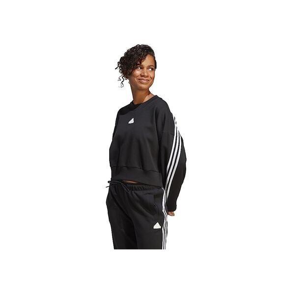 Adidas Women's Black Future Icons 3-stripes Cotton Blend Sweatshirt - Picture 2 of 3